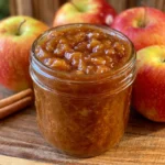 Small jars of caramel apple jam wrapped for gifting
