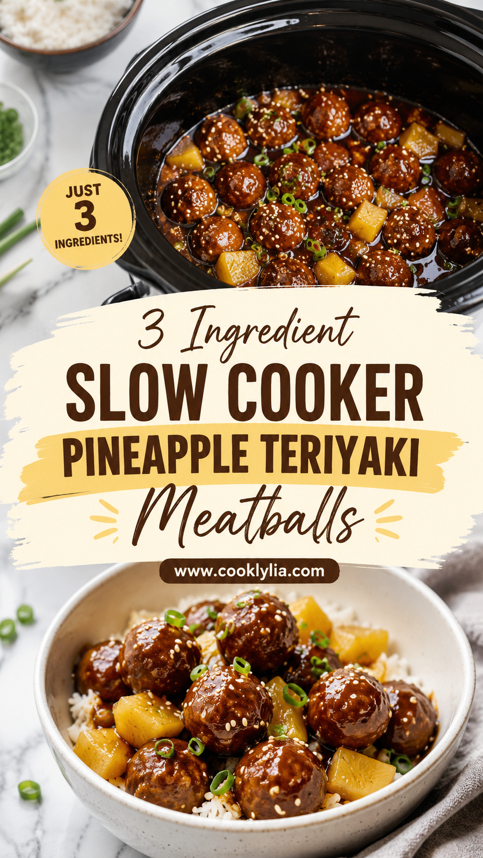 3 Ingredients Create Tasty Pineapple Teriyaki Meatballs.