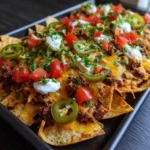 4th of July Sheet Pan Loaded Beef Nachos