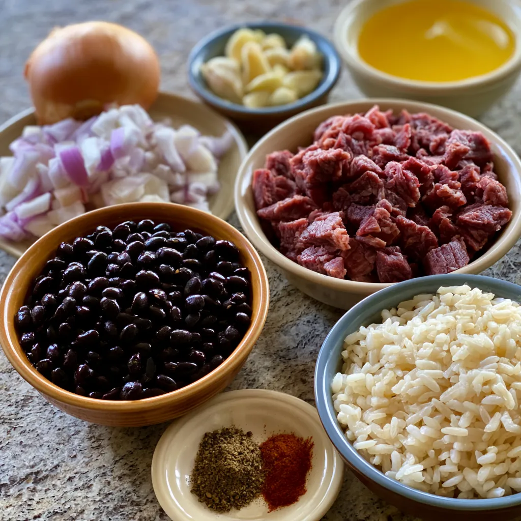 Black Beans and Rice with Smoked Beef