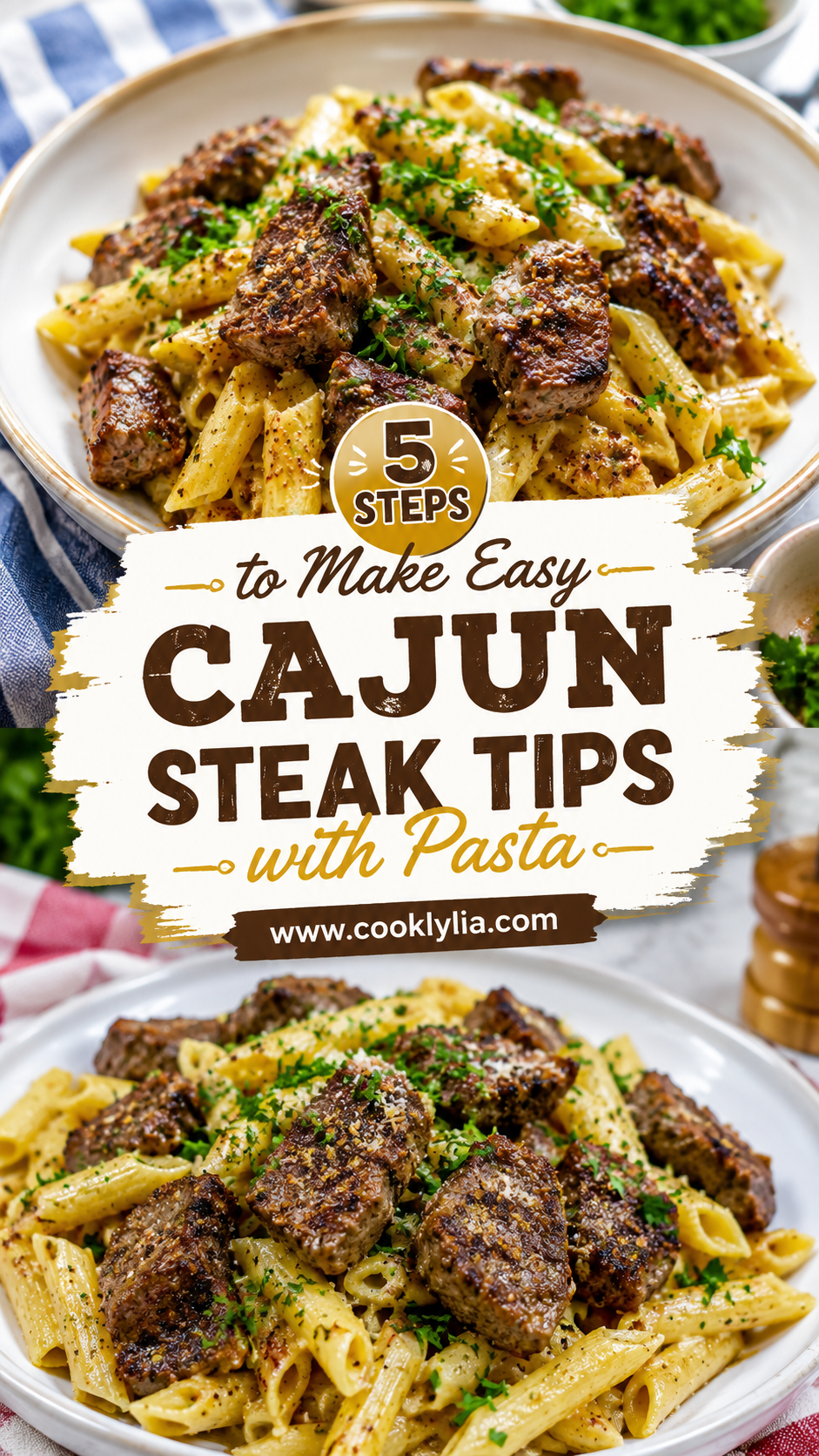 Cajun Steak Tips with Penne