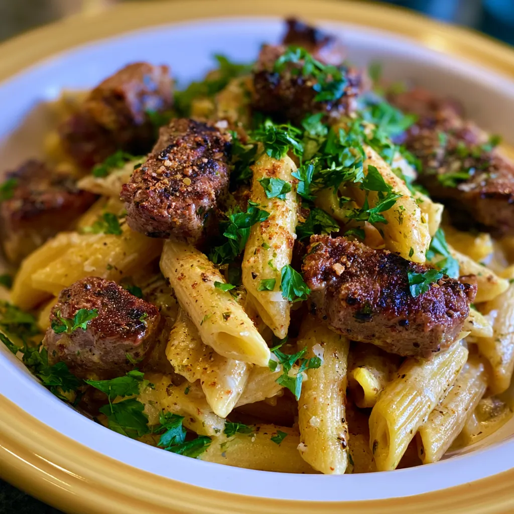 Cajun Steak Tips with Penne