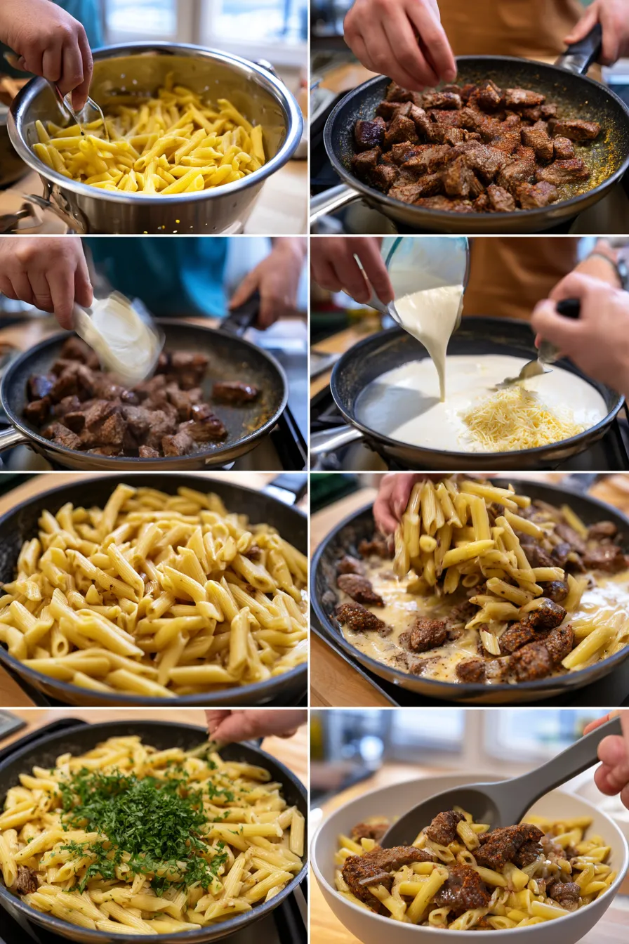 Cajun Steak Tips with Penne