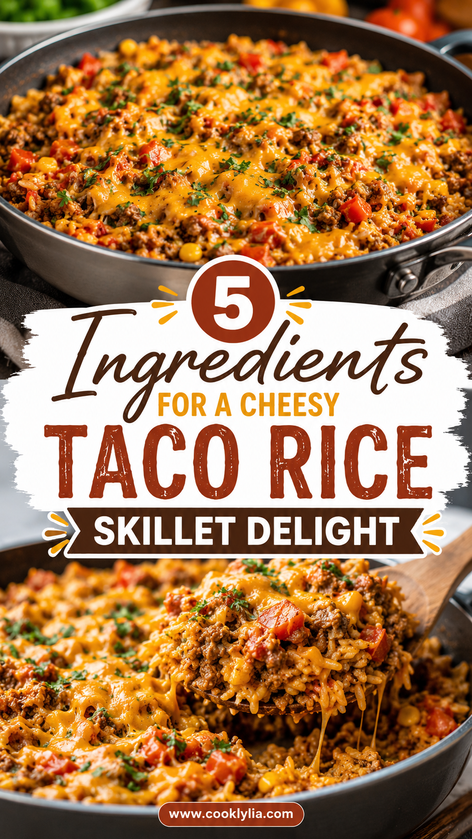 Cheese Topped Taco Rice Skillet