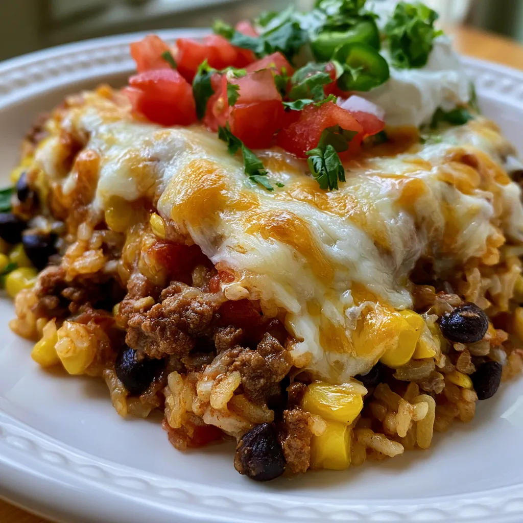 Cheese Topped Taco Rice Skillet