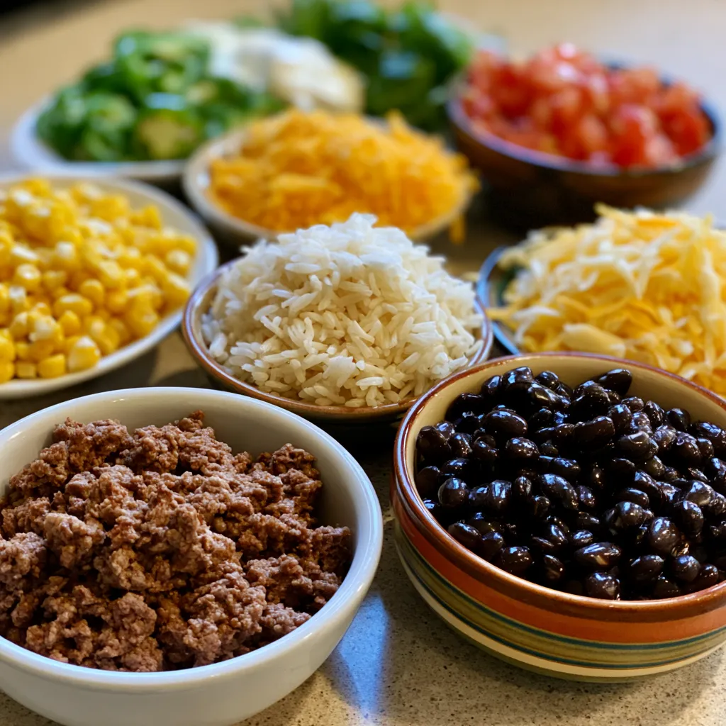 Cheese Topped Taco Rice Skillet