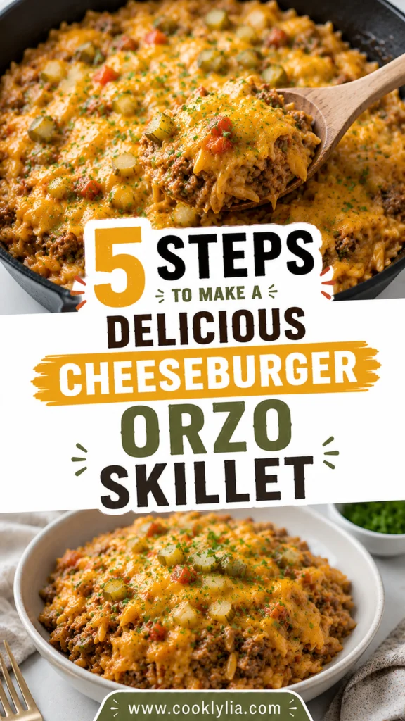 Cheeseburger Orzo Skillet