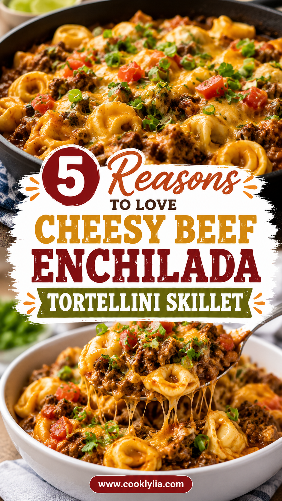 Cheesy Beef Enchilada Tortellini Skillet