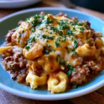 Cheesy Beef Enchilada Tortellini Skillet