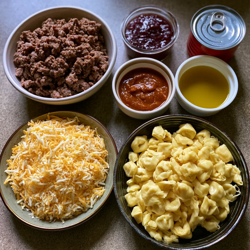 Cheesy Beef Enchilada Tortellini Skillet