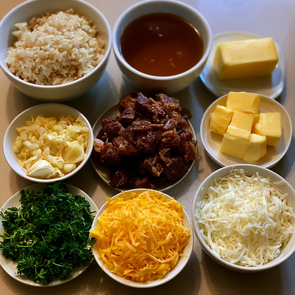 Cheesy Beefy Garlic Butter Rice Bowl