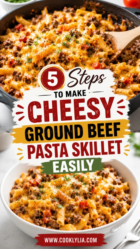 Cheesy Ground Beef Pasta Skillet