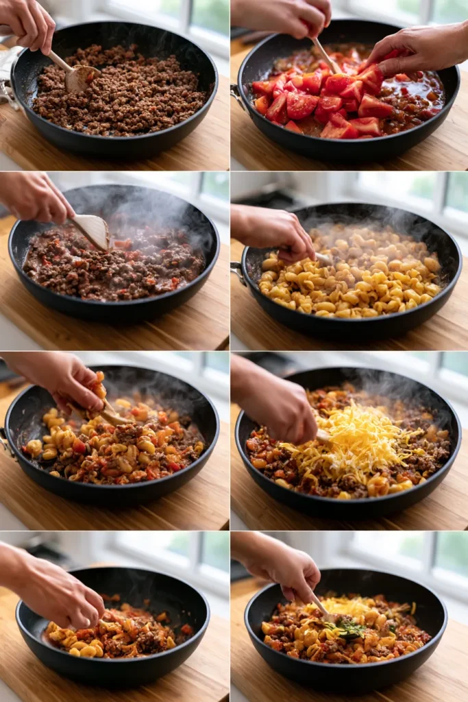 Cheesy Ground Beef Pasta Skillet