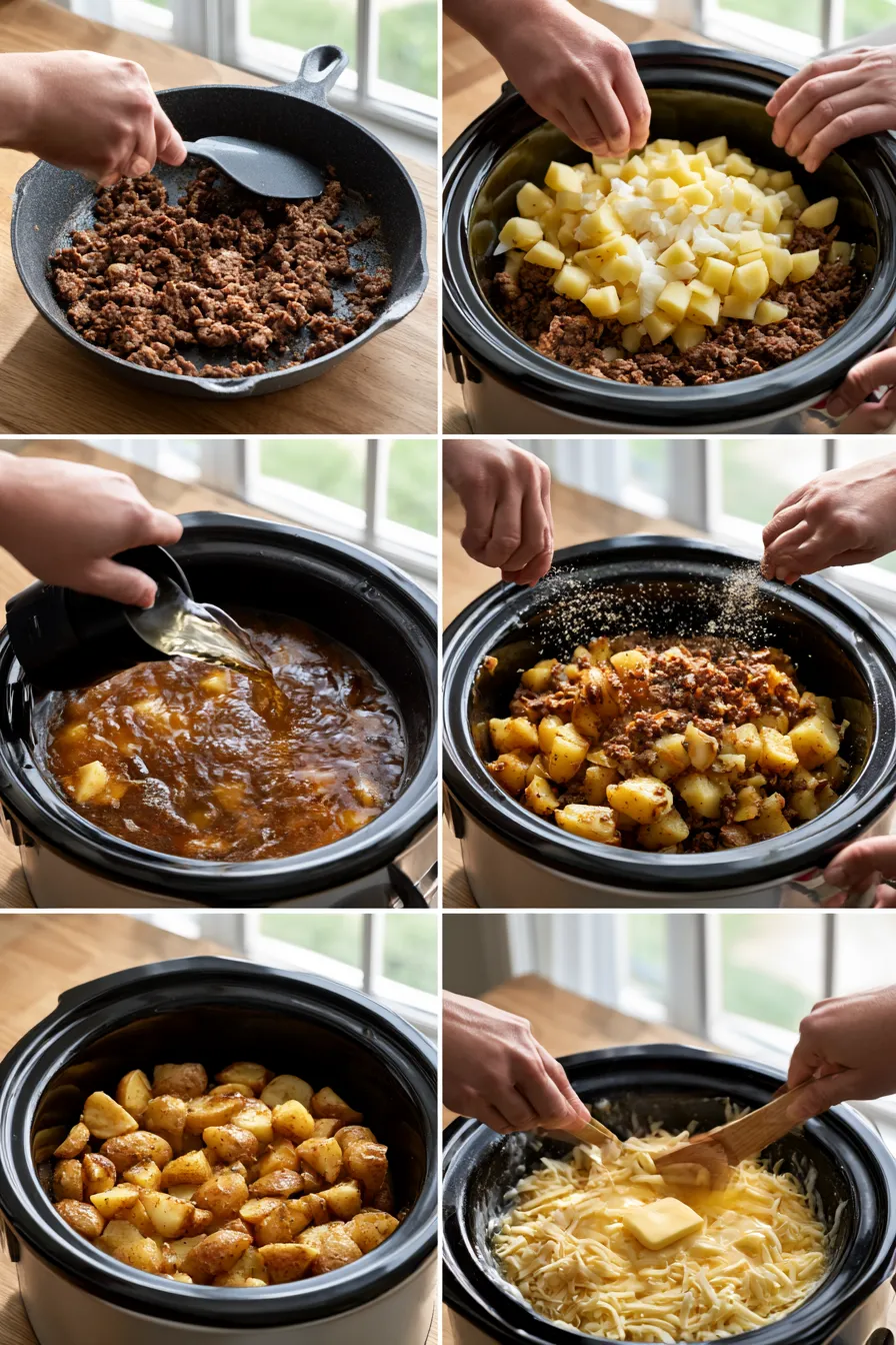 Cheesy Ground Beef and Potato Crockpot Recipe