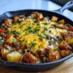 Cheesy One Pan Beef & Potato Skillet
