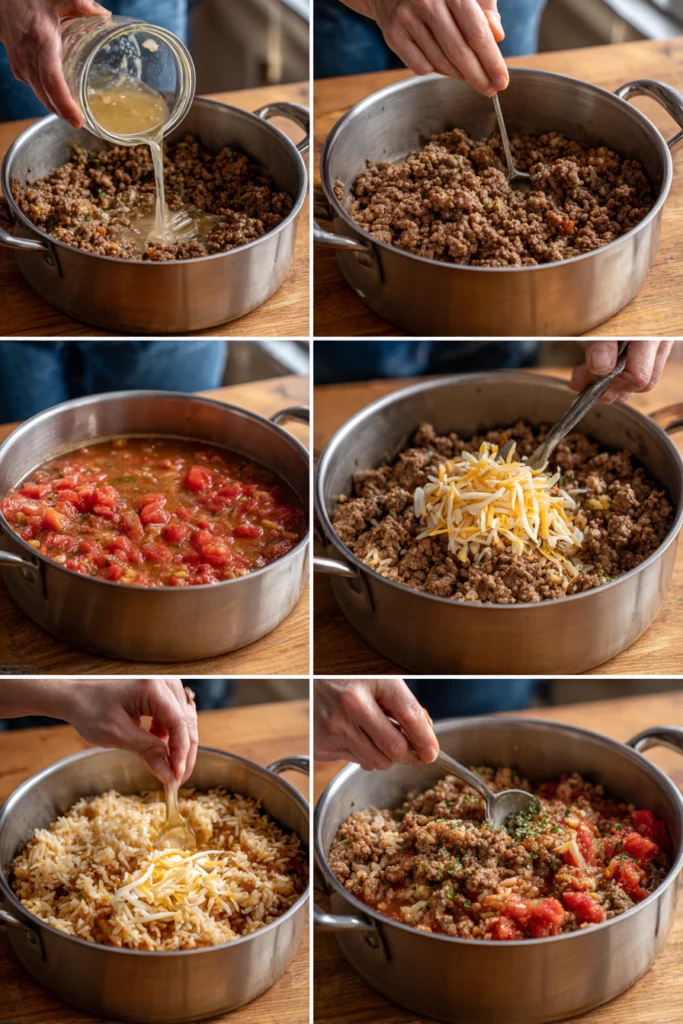 Cheesy Queso Ground Beef and Rice