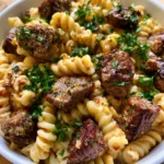 Creamy Garlic Butter Steak Bites with Pasta