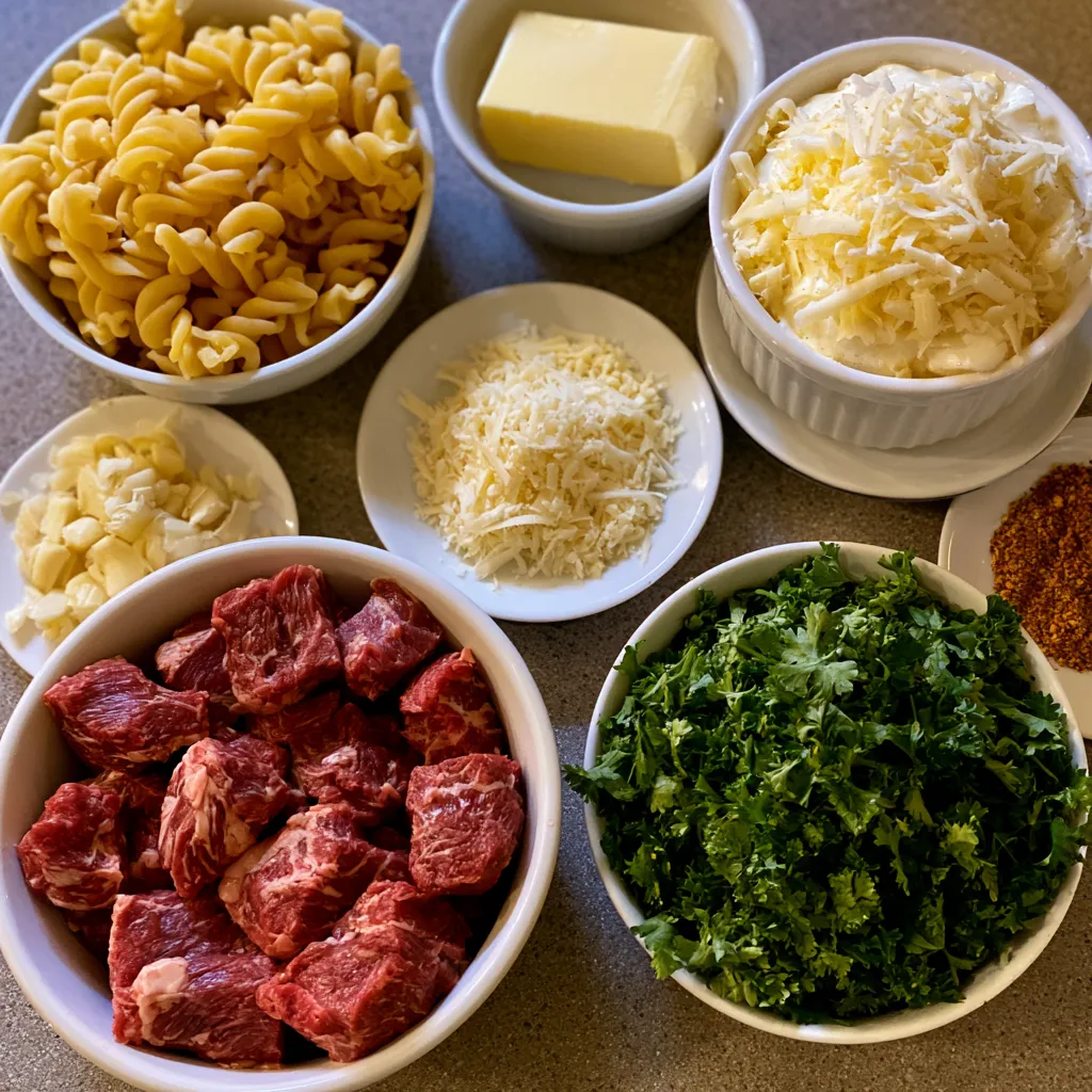 Creamy Garlic Butter Steak Bites with Pasta