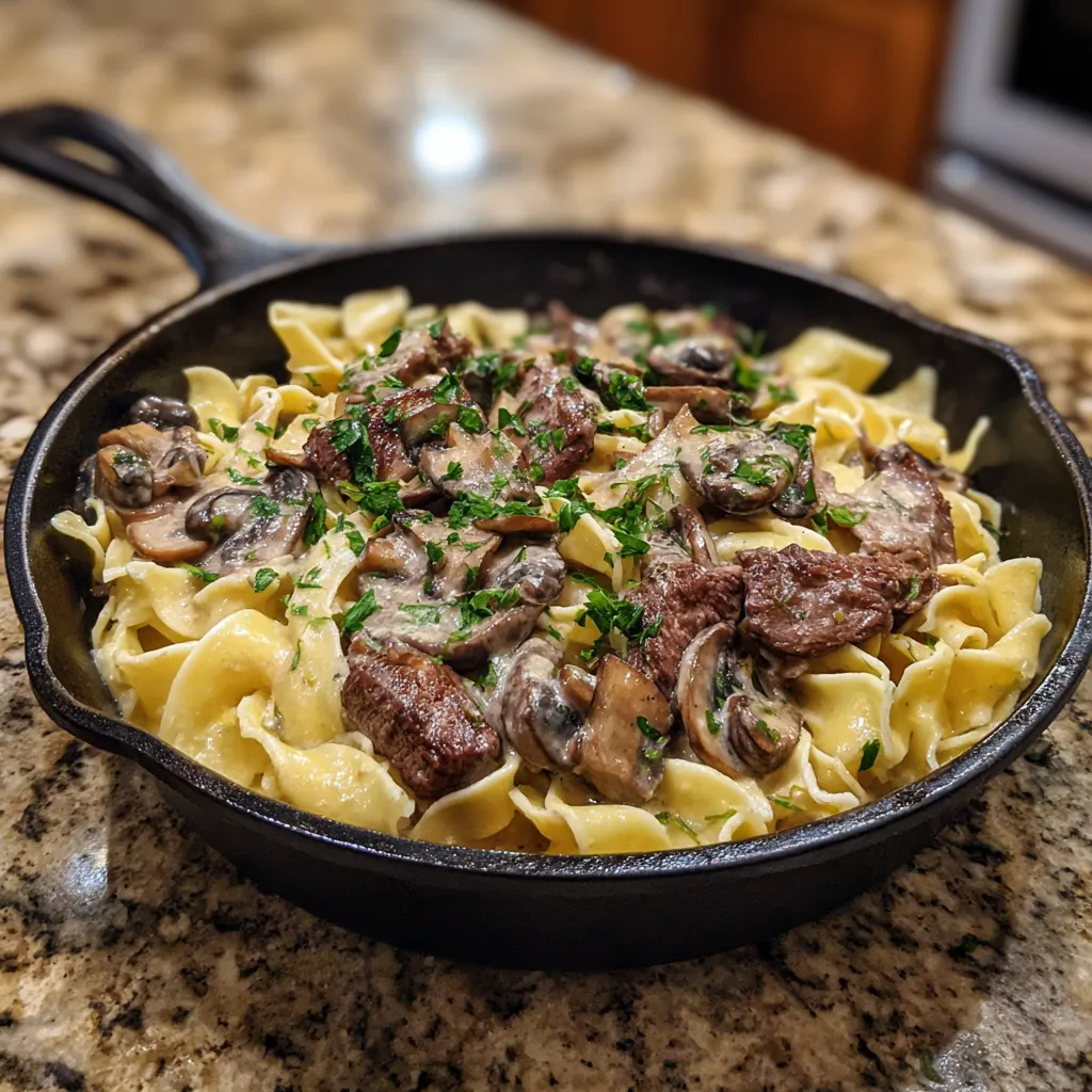 Creamy Mushroom Steak Pappardelle