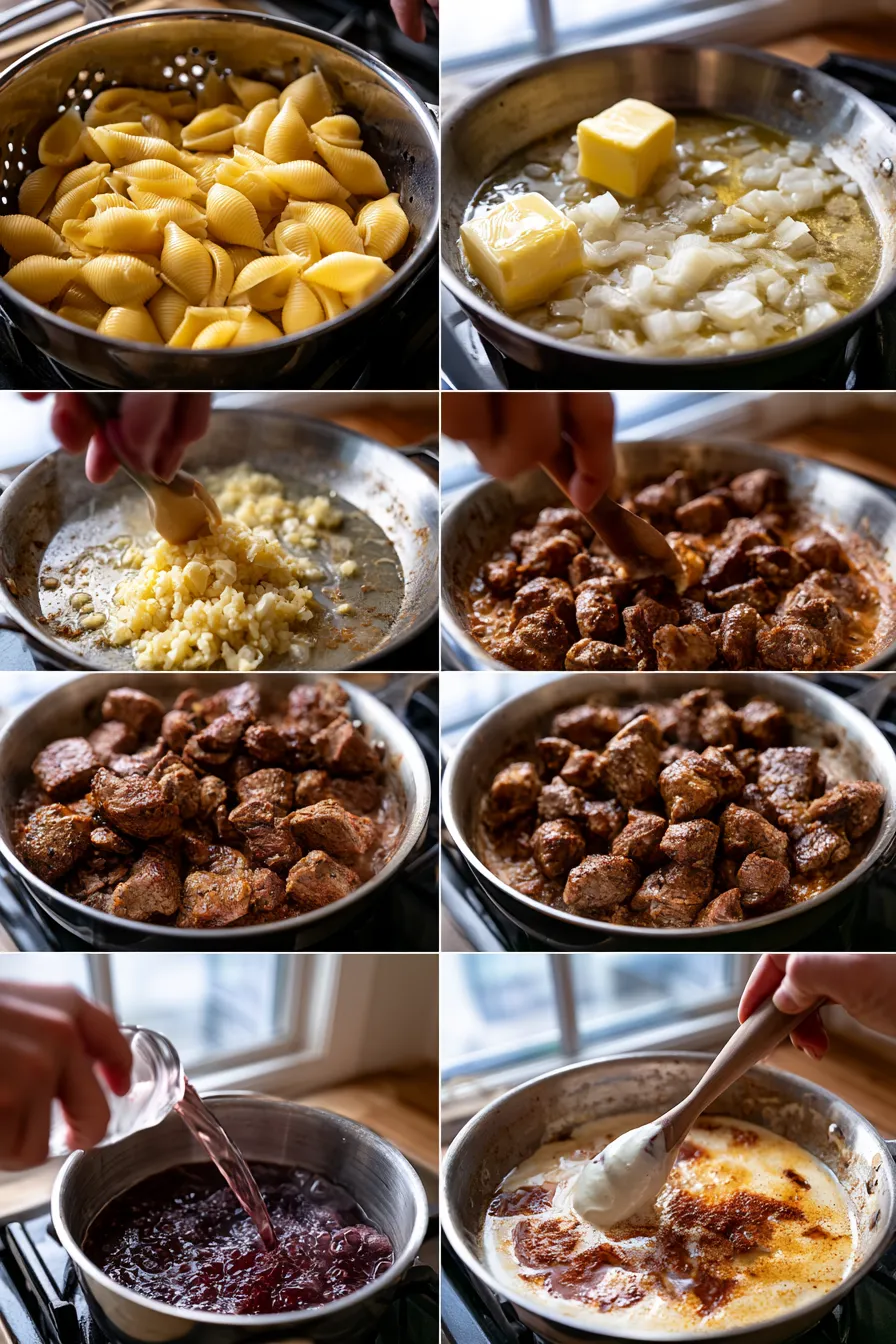 Creamy Paprika Steak Shells