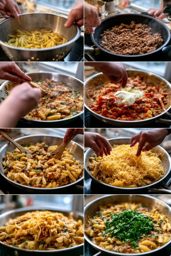 Creamy Rotel Pasta with Ground Beef
