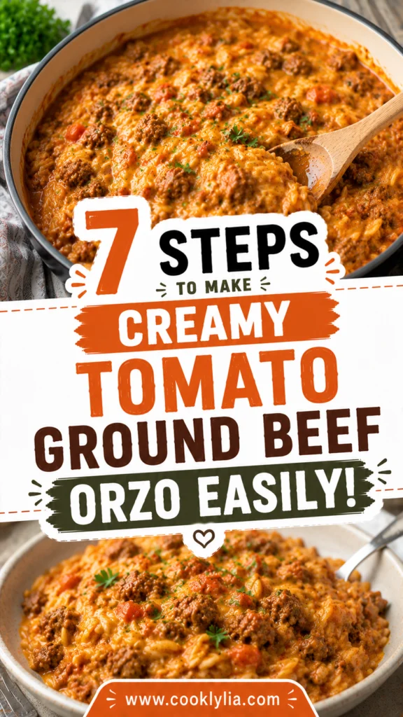 Creamy Tomato Ground Beef Orzo