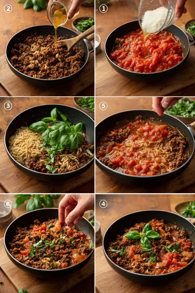 Creamy Tomato Ground Beef Orzo