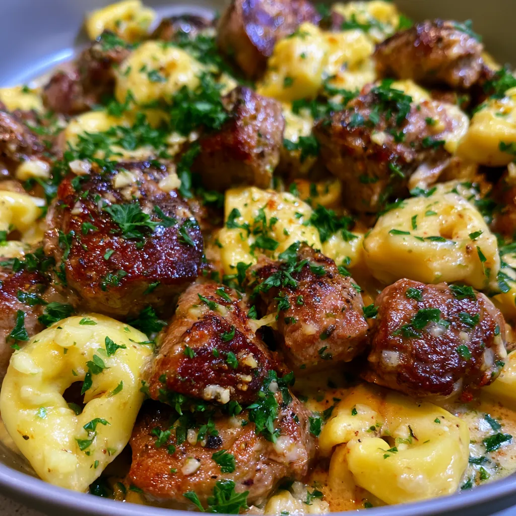 Creamy cowboy butter tortellini steak bites