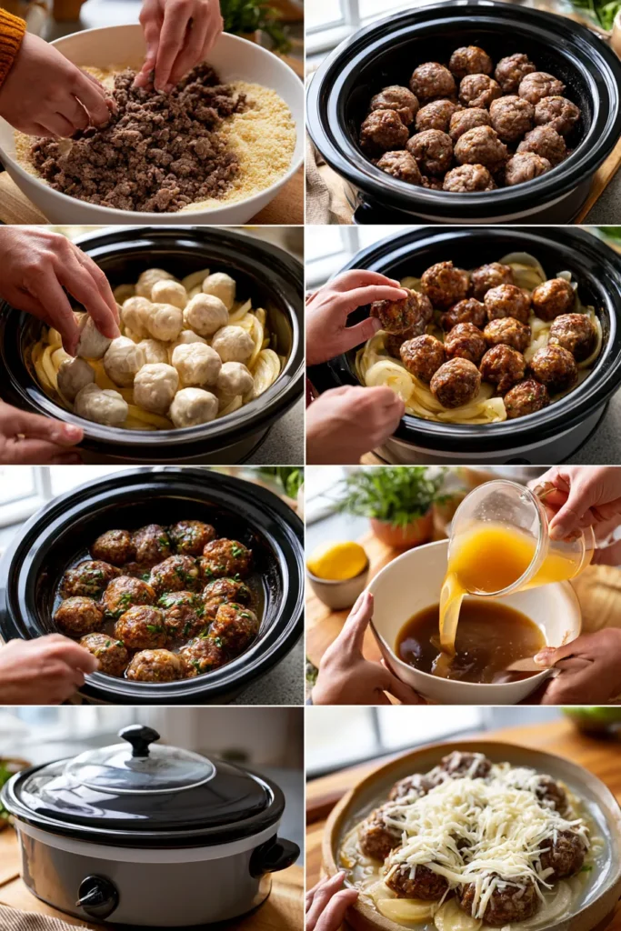 Crock Pot French Onion Meatballs
