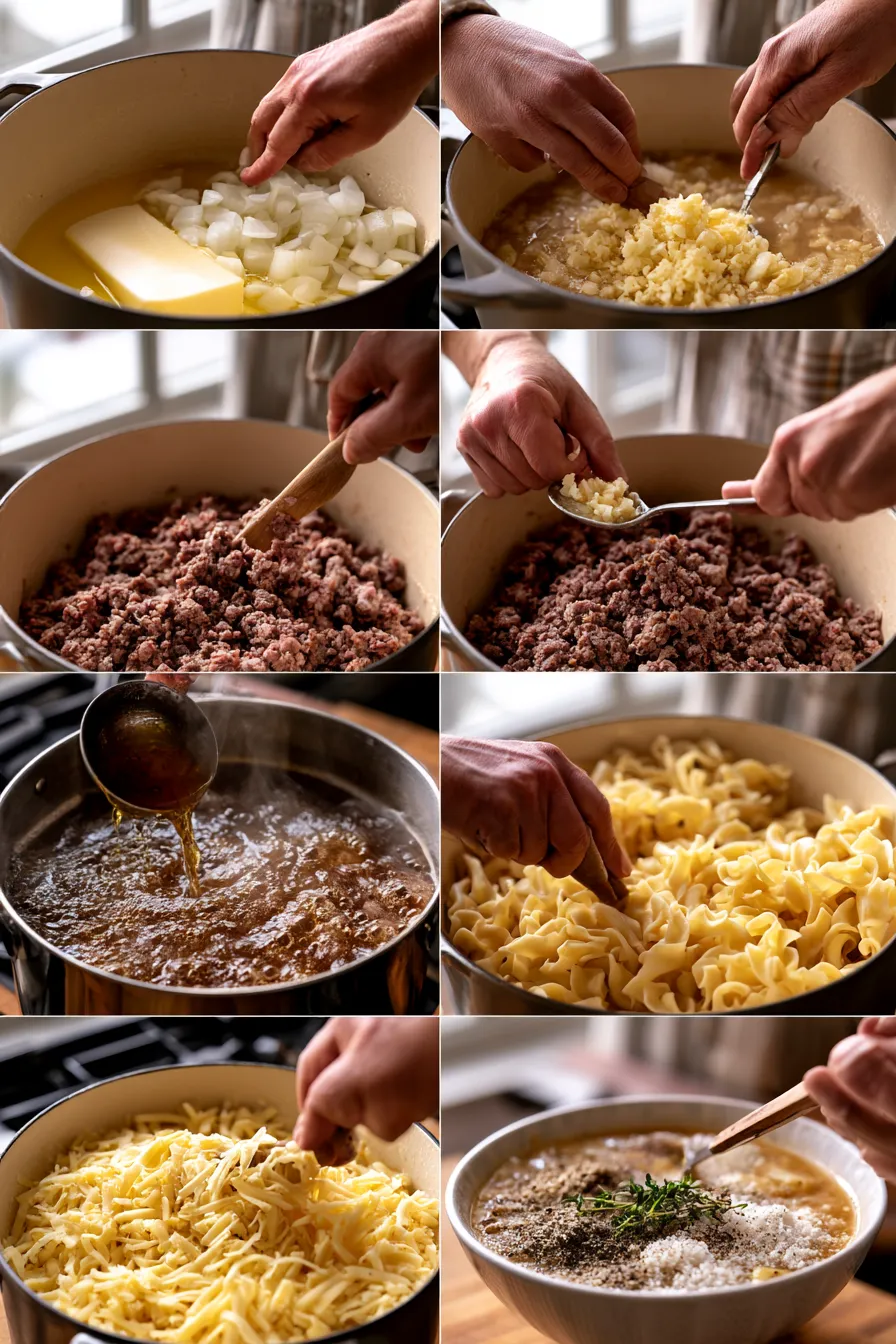Delicious Noodle Soup with Ground Beef