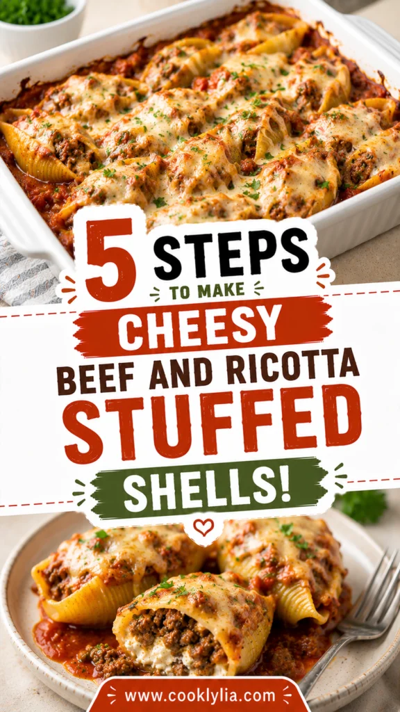 Easy Cheesy Baked Beef and Ricotta Stuffed Shells