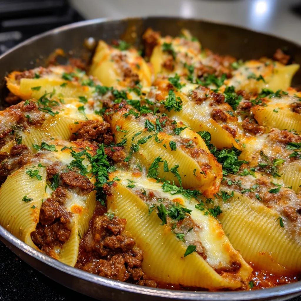 Easy Cheesy Baked Beef and Ricotta Stuffed Shells