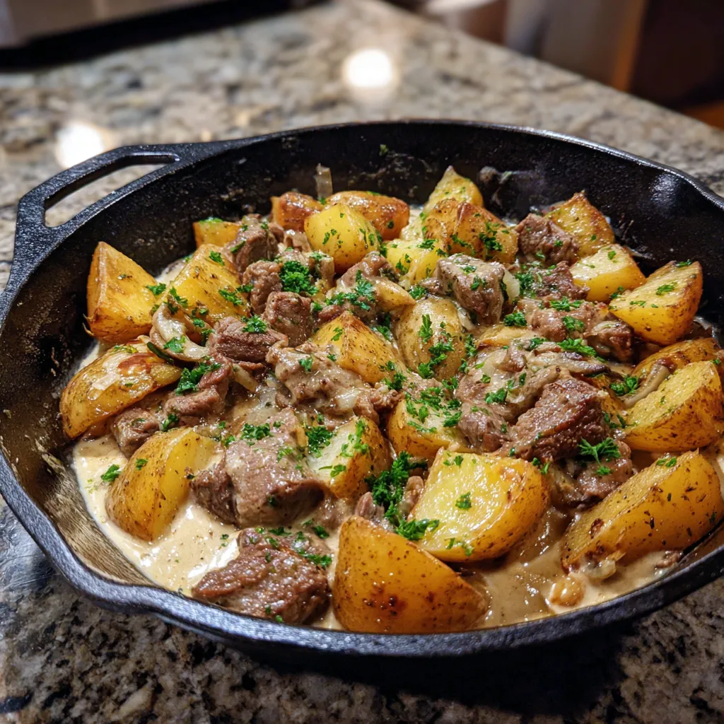 Easy One-Pan Creamy Meat & Potato Skillet
