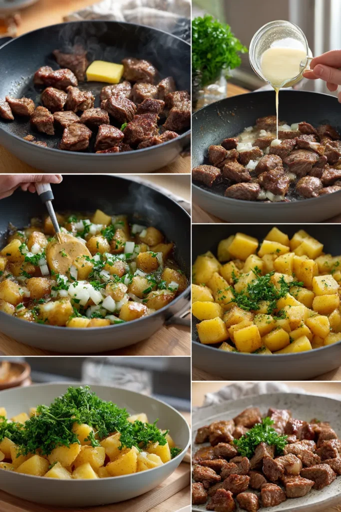 Easy One-Pan Creamy Meat & Potato Skillet