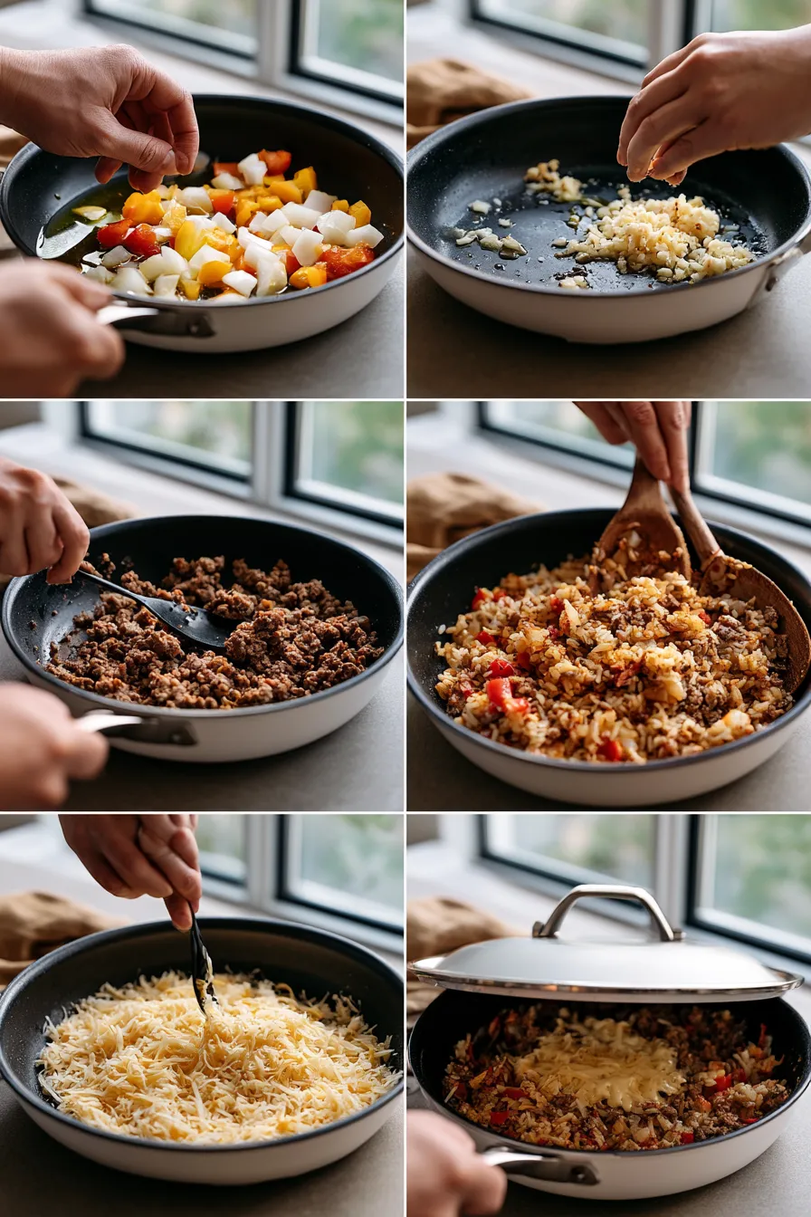 Easy One Pan Ground Beef and Rice Skillet
