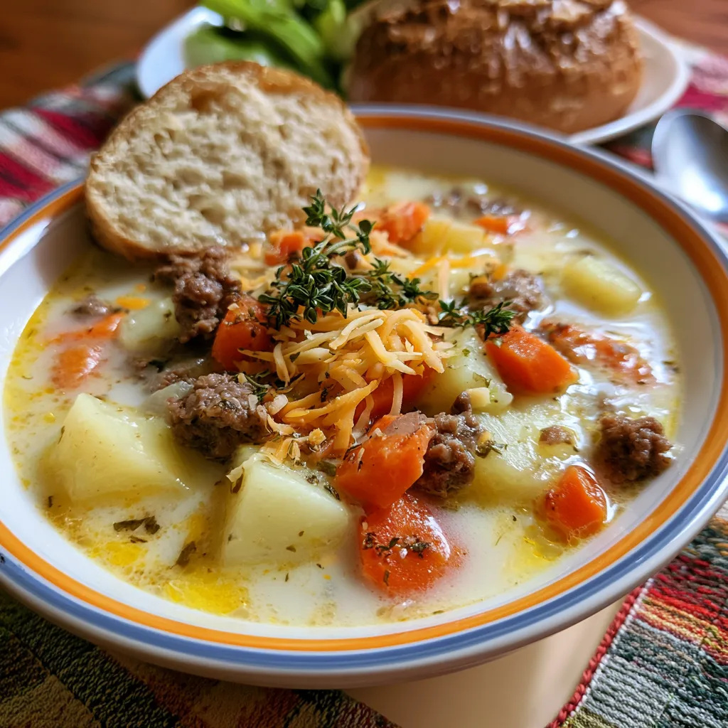 Easy Potato and Ground Beef Soup