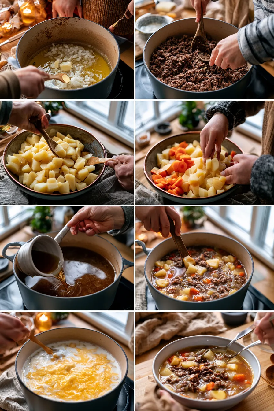 Easy Potato and Ground Beef Soup