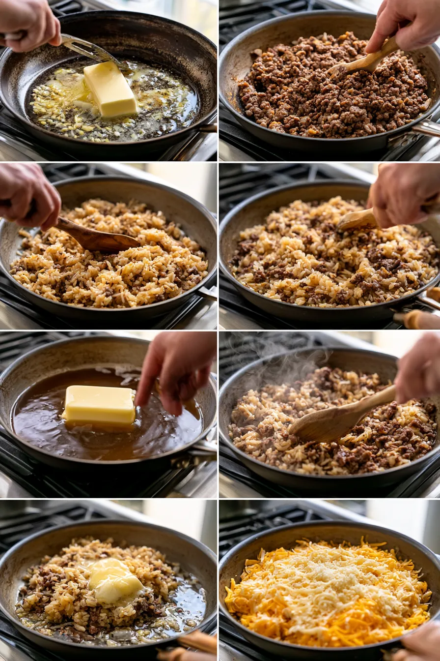 Garlic Butter Beef and Rice Skillet