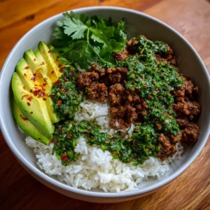 Ground Beef Chimichurri Bowls