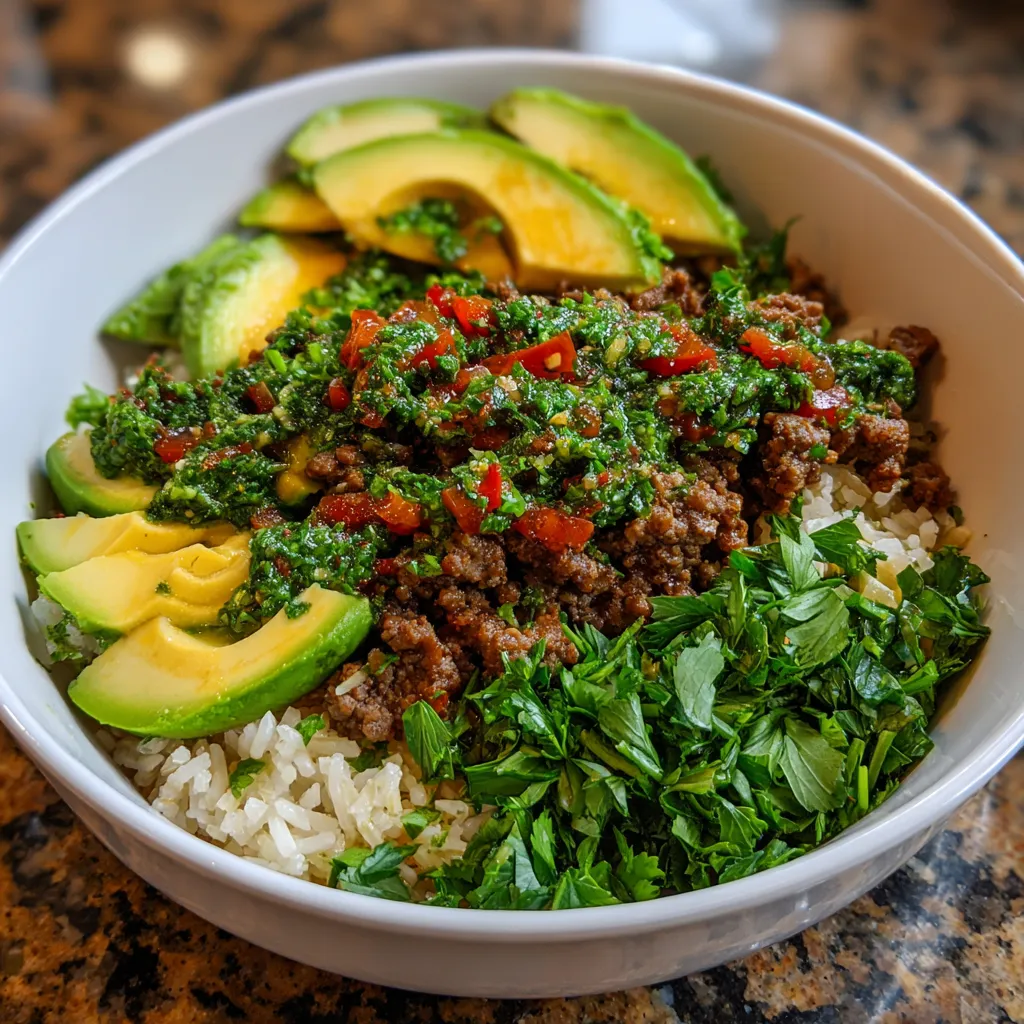 Ground Beef Chimichurri Bowls