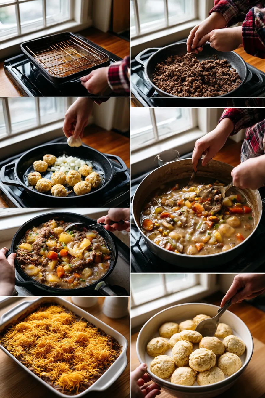 Ground Beef Cobbler With Cheddar Bay Biscuits