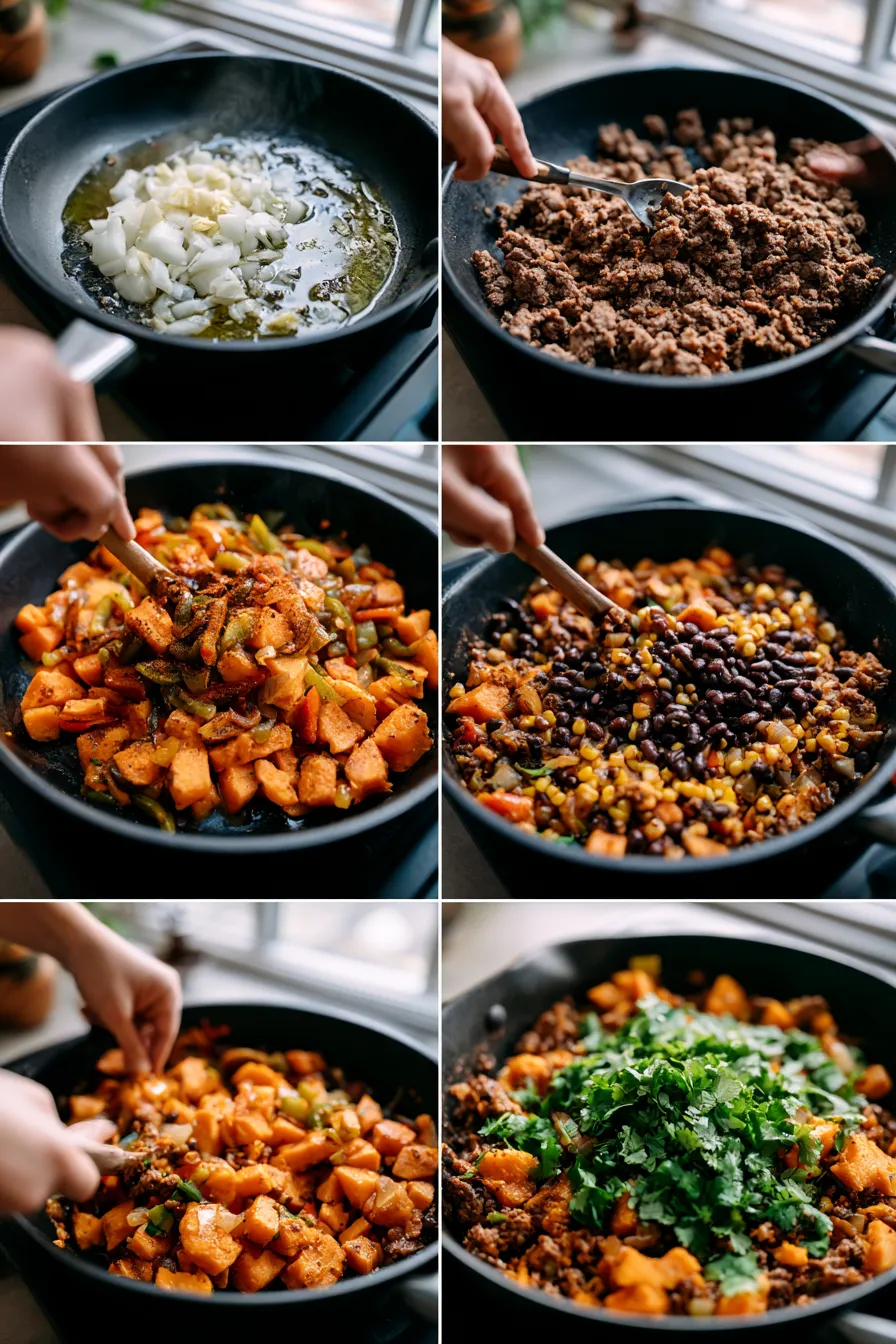 Ground Beef and Sweet Potato Taco Skillet