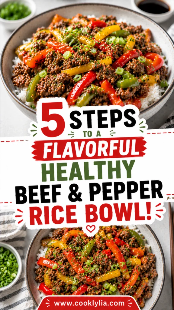 Healthy Beef and Pepper Rice Bowl