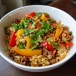 Healthy Beef and Pepper Rice Bowl