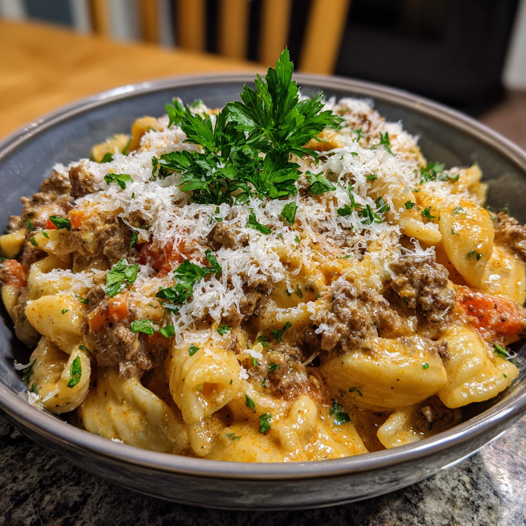 High Protein Creamy Beef Pasta