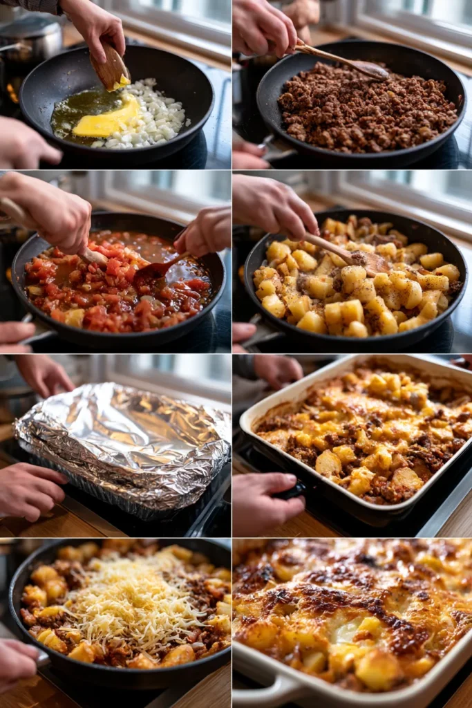 Hobo Casserole with Ground Beef & Potatoes