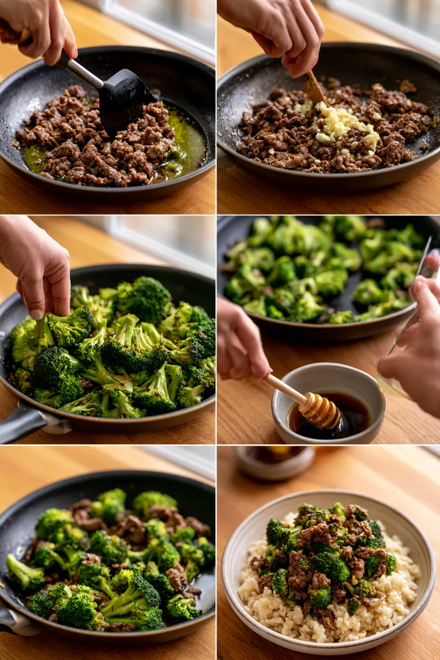 Honey Garlic Ground Beef and Broccoli