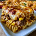 Loaded Cheddar Ranch Beef and Sweet Corn Rotini Bake