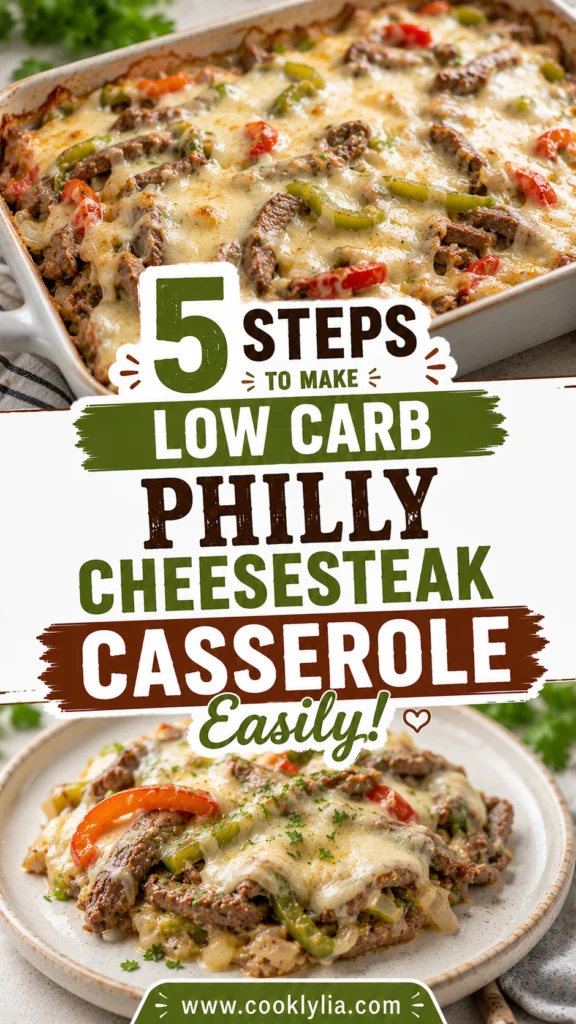 Low Carb Philly Cheesesteak Casserole