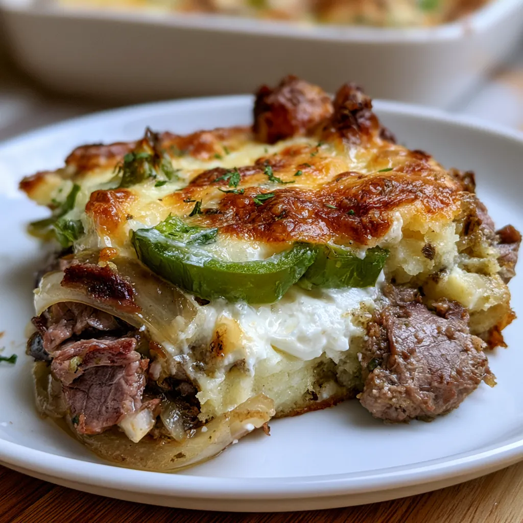 Low Carb Philly Cheesesteak Casserole